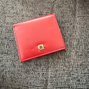 Lodis Red Leather Wallet with Gold Button